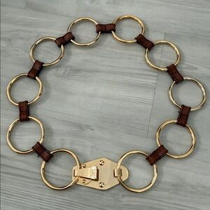 Michael Kors Marisa Chain Leather Gold Ring Waist Cinching Belt